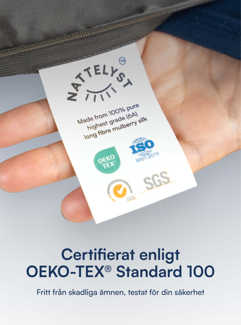 100% Mullbärssiden Örngott (OEKO-TEX) Mörkgrå