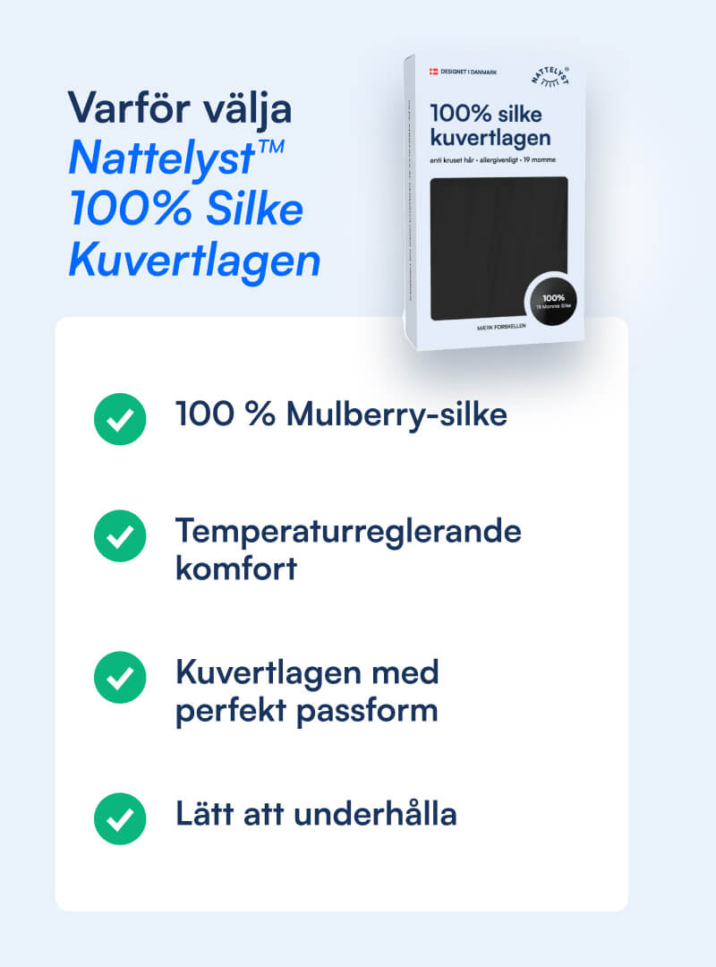 100% Mullbärssiden Kuvertlakan (OEKO-TEX) Svart