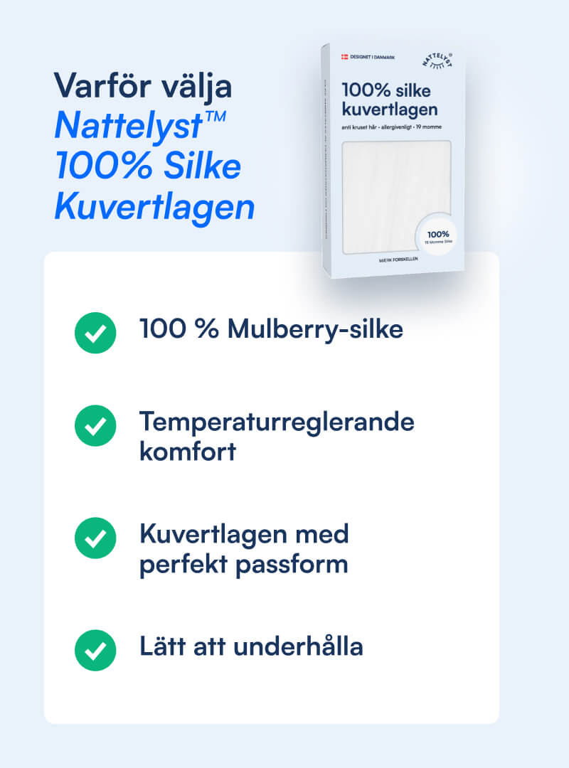100% Mullbärssiden Kuvertlakan (OEKO-TEX) Vit