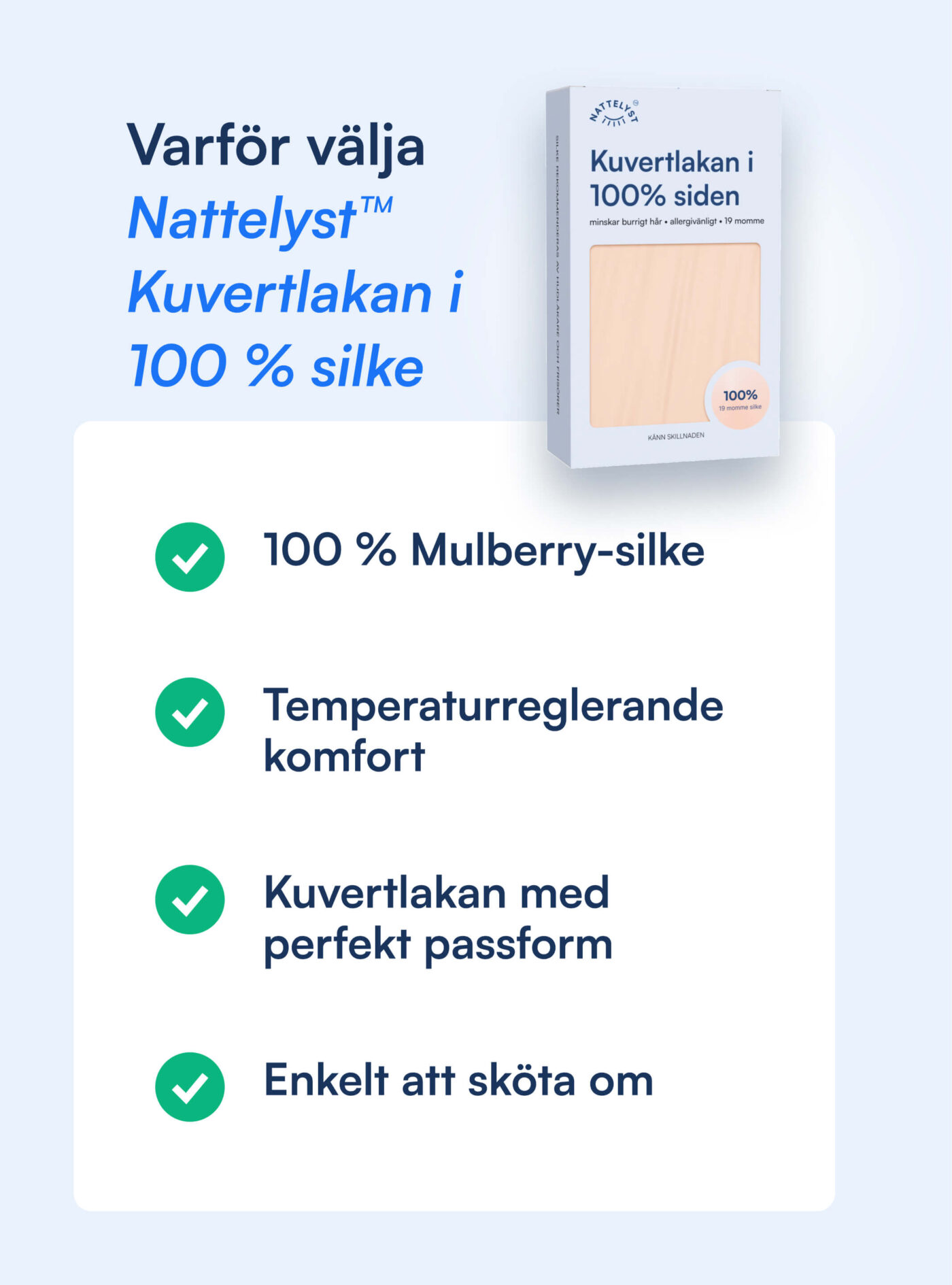 100% Mullbärssiden Kuvertlakan (OEKO-TEX) Beige