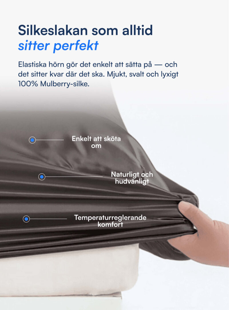 100% Mullbärssiden Kuvertlakan (OEKO-TEX) Mörkgrått