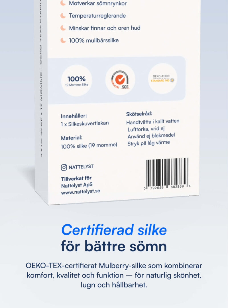 100% Mullbärssiden Kuvertlakan (OEKO-TEX) Vit