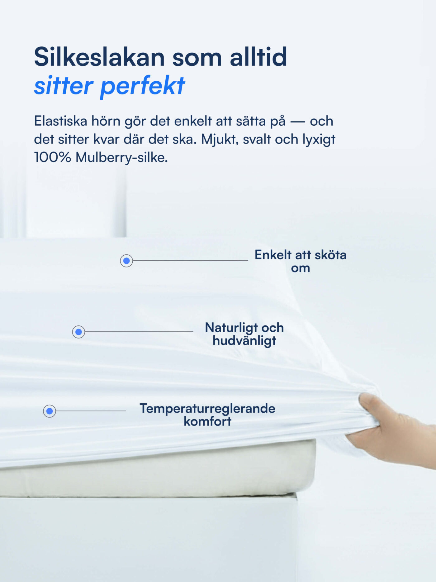 100% Mullbärssiden Kuvertlakan (OEKO-TEX) Vit