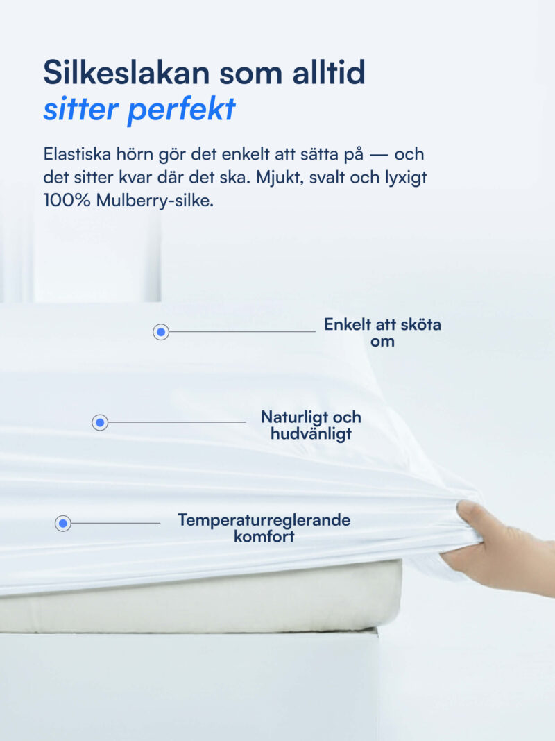 100% Mullbärssiden Kuvertlakan (OEKO-TEX) Vit