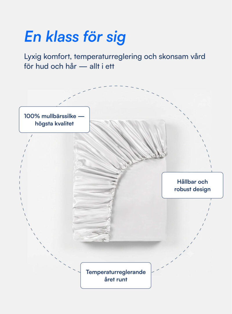 100% Mullbärssiden Kuvertlakan (OEKO-TEX) Vit