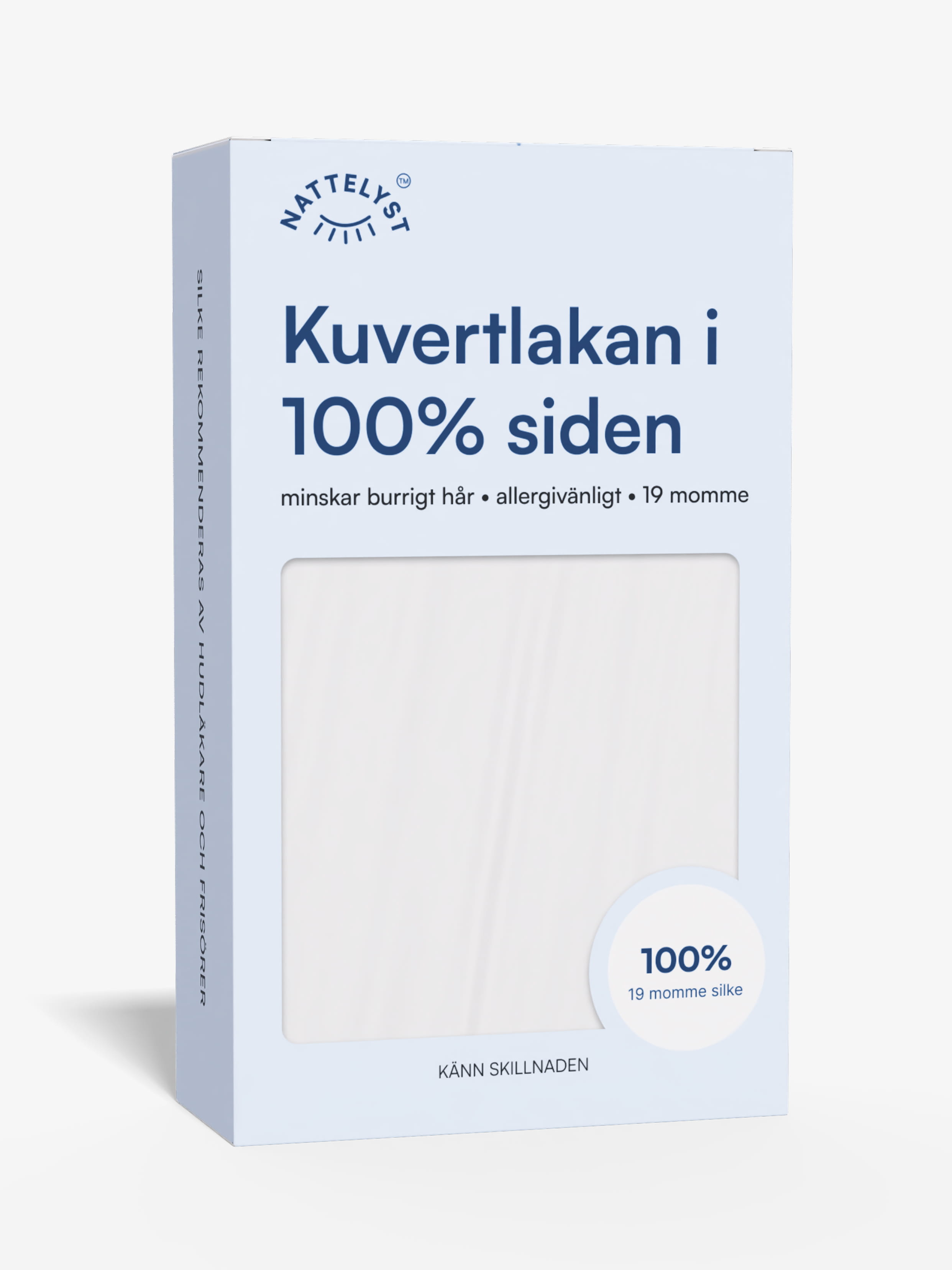 100% Mullbärssiden Kuvertlakan (OEKO-TEX) Vit - 160cm x 200cm + 20cm