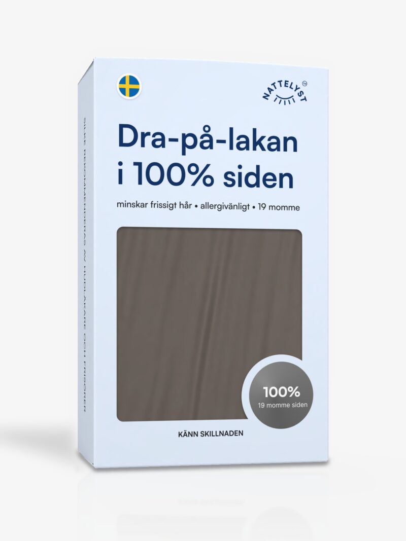 Dra-på-lakan i 100% Mullbärssilke (OEKO-TEX) Mörkgrå