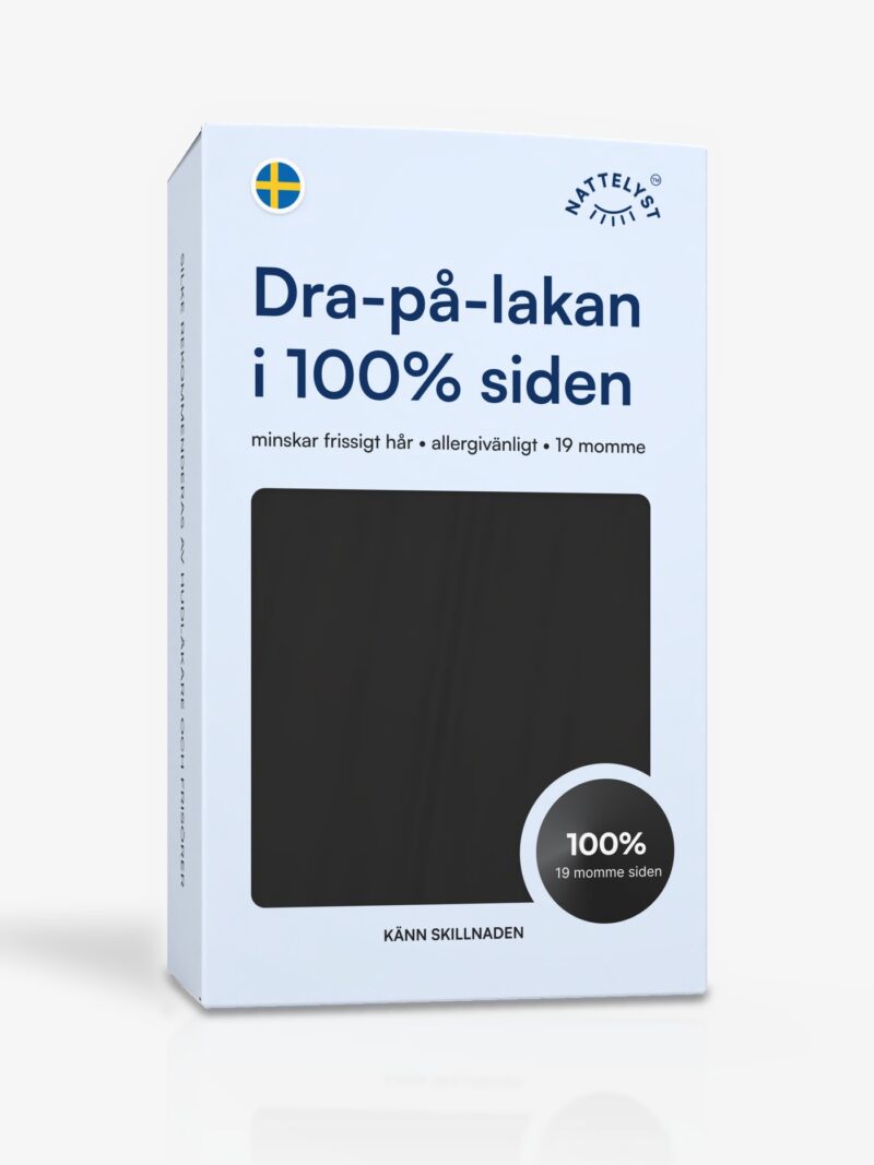 Dra-på-lakan i 100% Mullbärssilke (OEKO-TEX) Svart