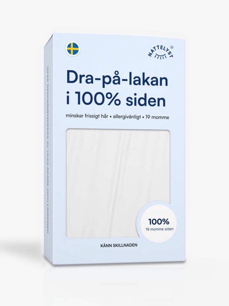 Dra-på-lakan i 100% Mullbärssilke (OEKO-TEX) Vit