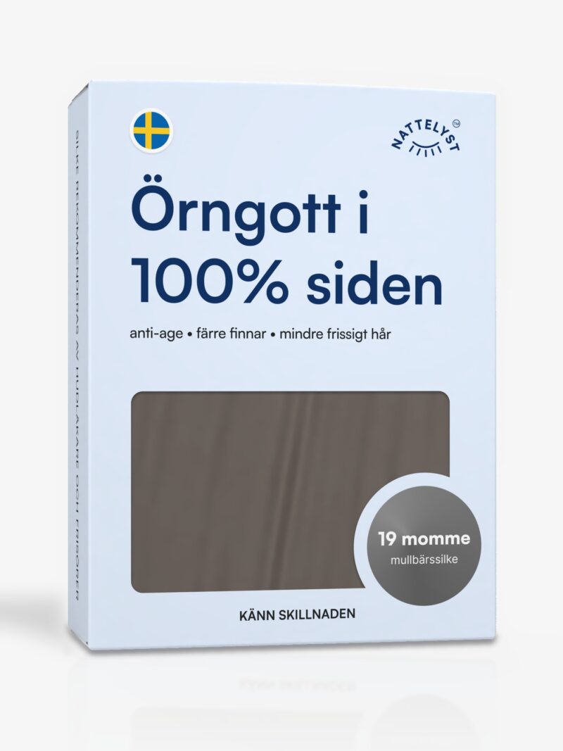 Örngott i 100 % mullbärssilke (OEKO-TEX) Mörkgrå